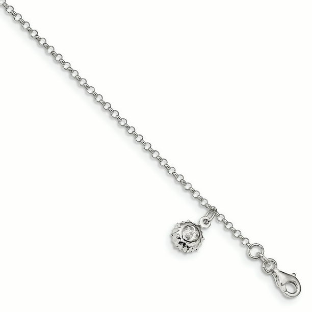 Sterling Silver 1.5 MM Polished Butterfly with 1" Extension Anklet Bracelet 9" Sterling Silver 1.5 MM Polished Butterfly with 1" Extension Anklet Bracelet 9"